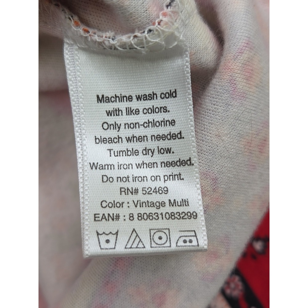 Vtg Patchwork Calico Floral Cottage White Stag Tshirt Top Cotton Womens Size M - Picture 5 of 10